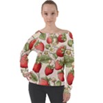 Strawberry Fruit Off Shoulder Long Sleeve Velour Top