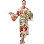 Strawberry Fruit Maxi Velvet Kimono
