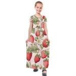 Strawberry Fruit Kids  Short Sleeve Maxi Dress