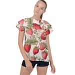 Strawberry Fruit Ruffle Collar Chiffon Blouse