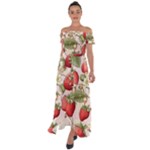 Strawberry Fruit Off Shoulder Open Front Chiffon Dress
