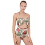 Strawberry Fruit Scallop Top Cut Out Swimsuit