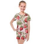 Strawberry Fruit Kids  Mesh T-Shirt and Shorts Set