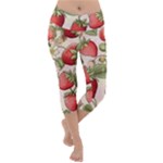 Strawberry Fruit Lightweight Velour Capri Yoga Leggings