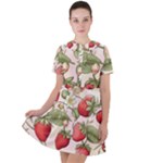 Strawberry Fruit Short Sleeve Shoulder Cut Out Dress 