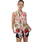 Strawberry Fruit Sleeveless Chiffon Button Shirt