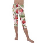 Strawberry Fruit Kids  Lightweight Velour Capri Leggings 