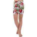 Strawberry Fruit Kids  Lightweight Velour Capri Yoga Leggings