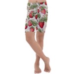 Strawberry Fruit Kids  Lightweight Velour Cropped Yoga Leggings