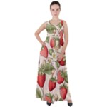 Strawberry Fruit Empire Waist Velour Maxi Dress