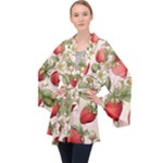 Strawberry Fruit Long Sleeve Velvet Kimono 