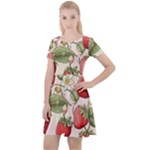 Strawberry Fruit Cap Sleeve Velour Dress 