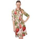 Strawberry Fruit Long Sleeve Mini Shirt Dress