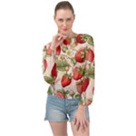 Strawberry Fruit Banded Bottom Chiffon Top