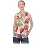Strawberry Fruit High Neck Satin Top