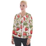 Strawberry Fruit Velvet Zip Up Jacket