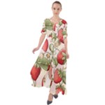 Strawberry Fruit Waist Tie Boho Maxi Dress