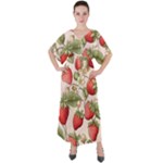 Strawberry Fruit V-Neck Boho Style Maxi Dress