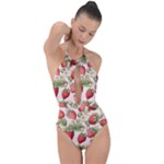 Strawberry Fruit Plunge Cut Halter Swimsuit