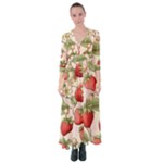 Strawberry Fruit Button Up Maxi Dress