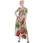 Strawberry Fruit Button Up Short Sleeve Maxi Dress