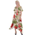 Strawberry Fruit Cross Front Sharkbite Hem Maxi Dress