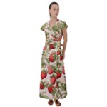 Strawberry Fruit Flutter Sleeve Maxi Dress