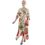 Strawberry Fruit Quarter Sleeve Wrap Front Maxi Dress