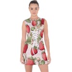 Strawberry Fruit Lace Up Front Bodycon Dress