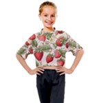 Strawberry Fruit Kids Mock Neck T-Shirt