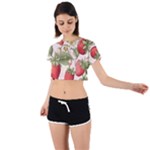 Strawberry Fruit Tie Back Short Sleeve Crop T-Shirt