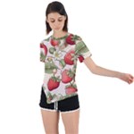 Strawberry Fruit Asymmetrical Short Sleeve Sports T-Shirt
