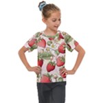 Strawberry Fruit Kids  Mesh Piece T-Shirt
