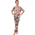 Strawberry Fruit Kids  Satin Long Sleeve Pajamas Set
