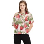 Strawberry Fruit One Shoulder Cut Out T-Shirt