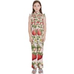 Strawberry Fruit Kids  Sleeveless Ruffle Edge Band Collar Chiffon One Piece
