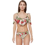 Strawberry Fruit Ruffle Edge Tie Up Bikini Set	