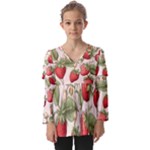 Strawberry Fruit Kids  V Neck Casual Top