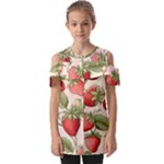 Strawberry Fruit Fold Over Open Sleeve Top