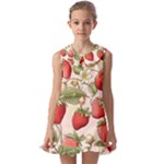 Strawberry Fruit Kids  Pilgrim Collar Ruffle Hem Dress