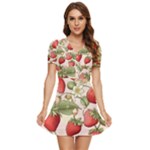 Strawberry Fruit V-Neck High Waist Chiffon Mini Dress