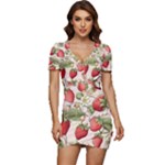 Strawberry Fruit Low Cut Cap Sleeve Mini Dress