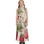 Strawberry Fruit Kids  Satin Sleeveless Maxi Dress