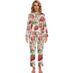 Strawberry Fruit Womens  Long Sleeve Lightweight Pajamas Set