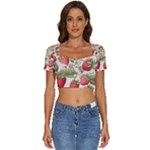 Strawberry Fruit Short Sleeve Square Neckline Crop Top 