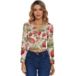 Strawberry Fruit Long Sleeve V-Neck Top
