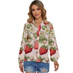 Strawberry Fruit Women s Long Sleeve Button Up Shirt