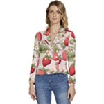Strawberry Fruit Women s Long Sleeve Revers Collar Cropped Jacket