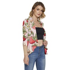 Women s 3/4 Sleeve Ruffle Edge Open Front Jacket 