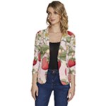 Strawberry Fruit Women s One-Button 3/4 Sleeve Short Jacket
